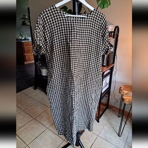 notPERFECTLINEN Rennes Dress Mid Sand Gingham